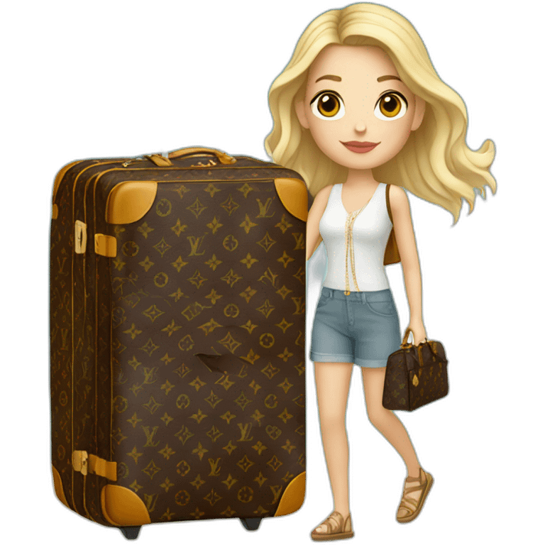 Travel white girl with louis vuitton bag emoji