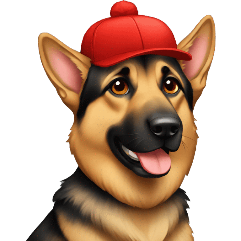 German Shepard with red cap emoji