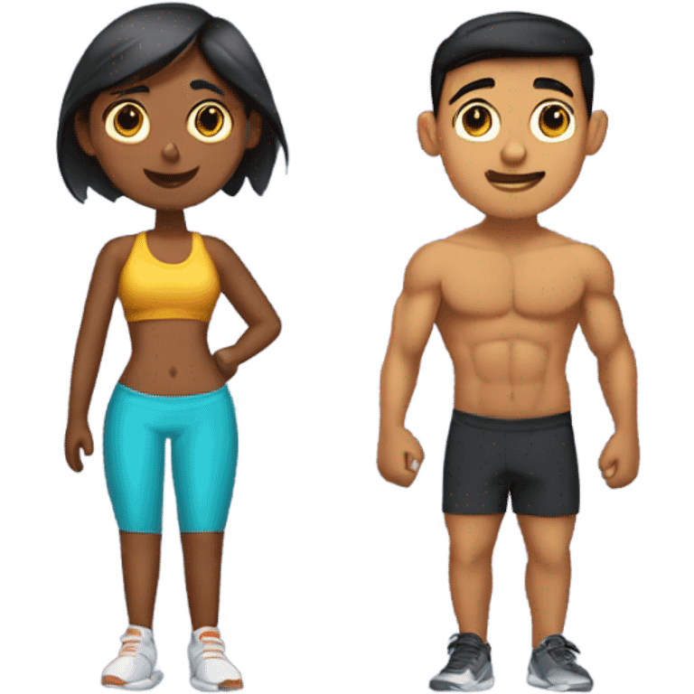 one Indian fair girl and one tanner Indian muscular boy going to the gym together emoji