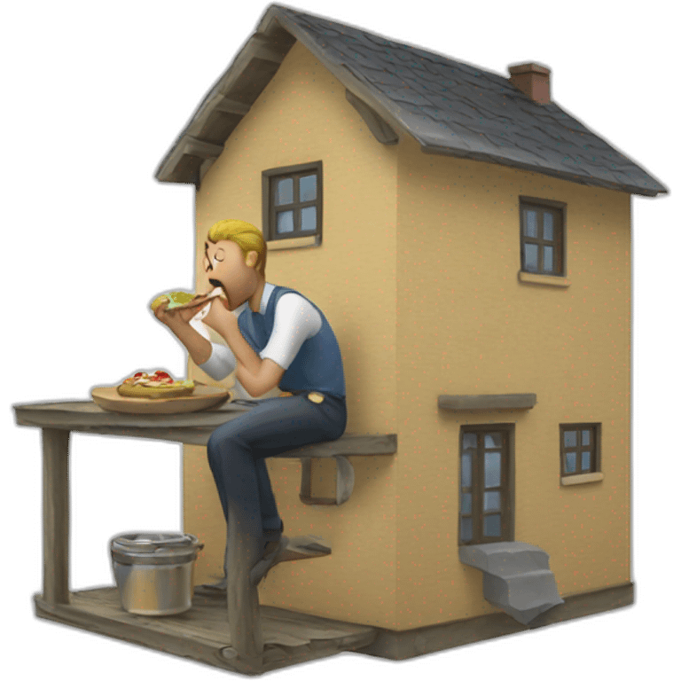 man eating a house emoji