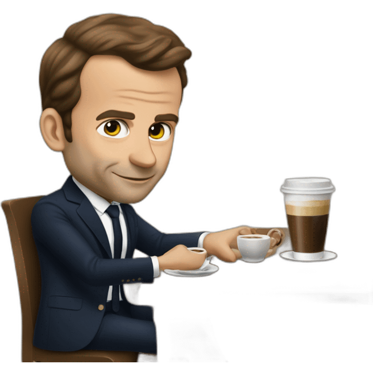 Emanuel Macron en train de boire un café emoji