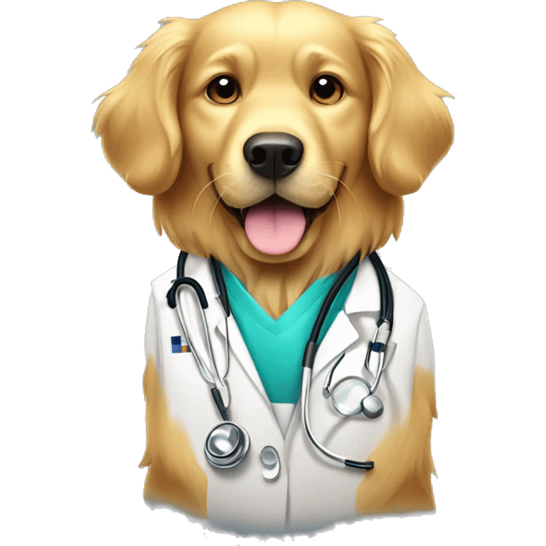 golden retriever dog doctor with stethoscope emoji