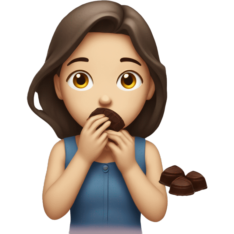 Sad girl eating chocolat  emoji