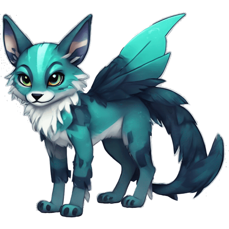 Cool cute Kawaii edgy fantasy shiny animal  fursona Fionbri vernid by griffsnuff & LiLaiRa & Falvie full body emoji