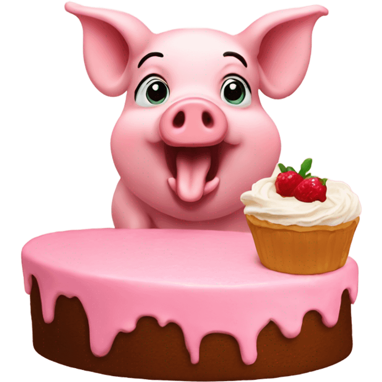 Pig eating cake emoji