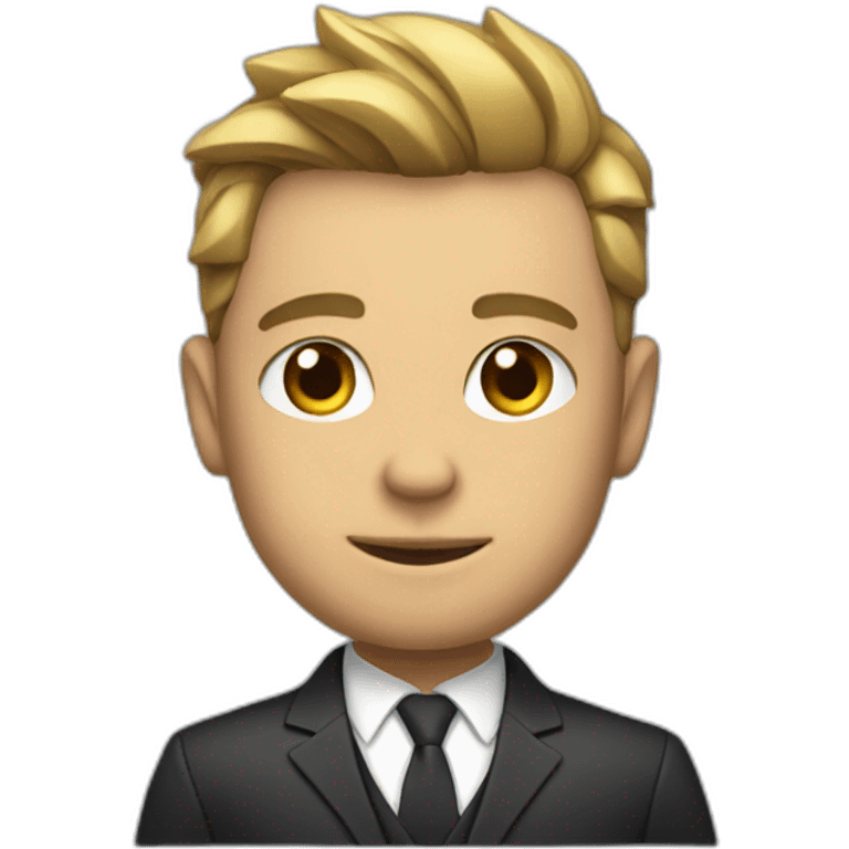 small and muscular guy with suit emoji