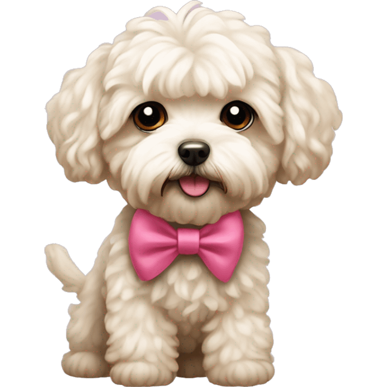 a maltipoo with a bow emoji