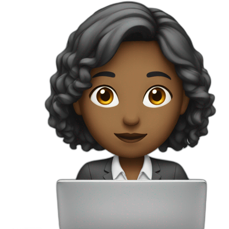 young office woman working behind laptop emoji