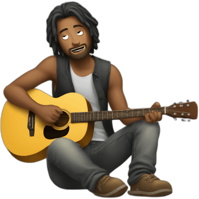 homless guy plaing guitar emoji