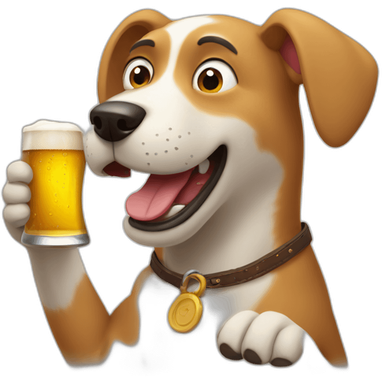 drunk dog drinking a beer he's holding in his paw emoji