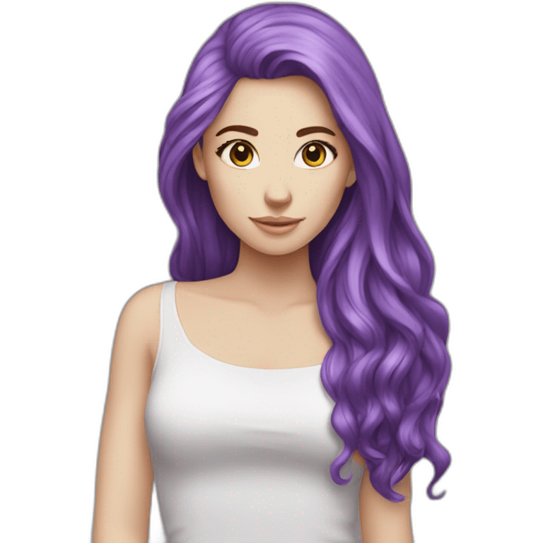 White girl with purple long hair feel boring  emoji