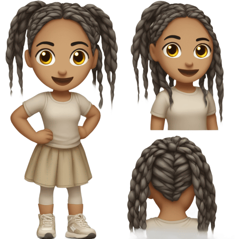 Light skin girl with long dark box braids running  emoji