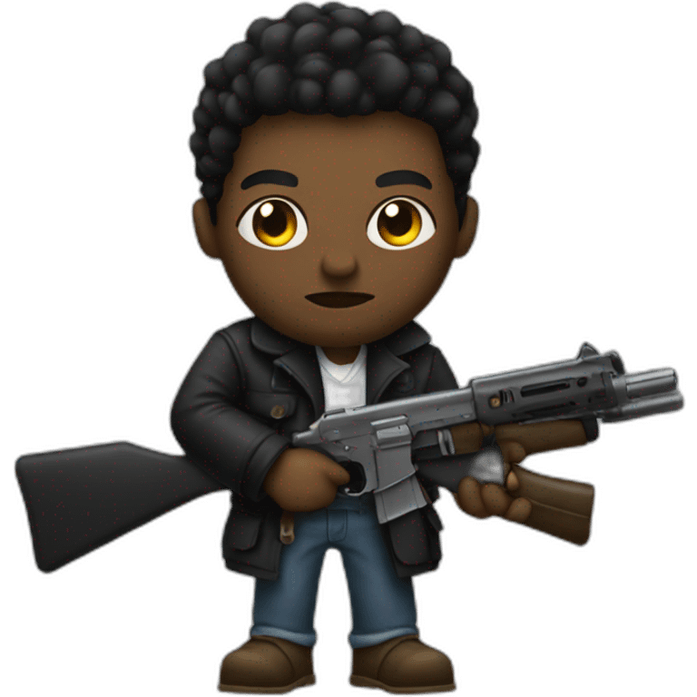 Black Gangster holding a weapon emoji