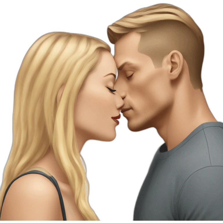 Joel Kinnaman kisses a white girl with light brown hair emoji