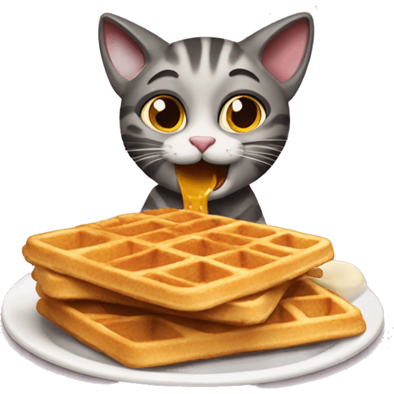 cat eating waffles emoji