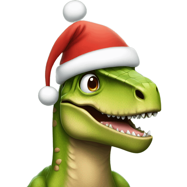 Dinosaur with a Santa hat  emoji