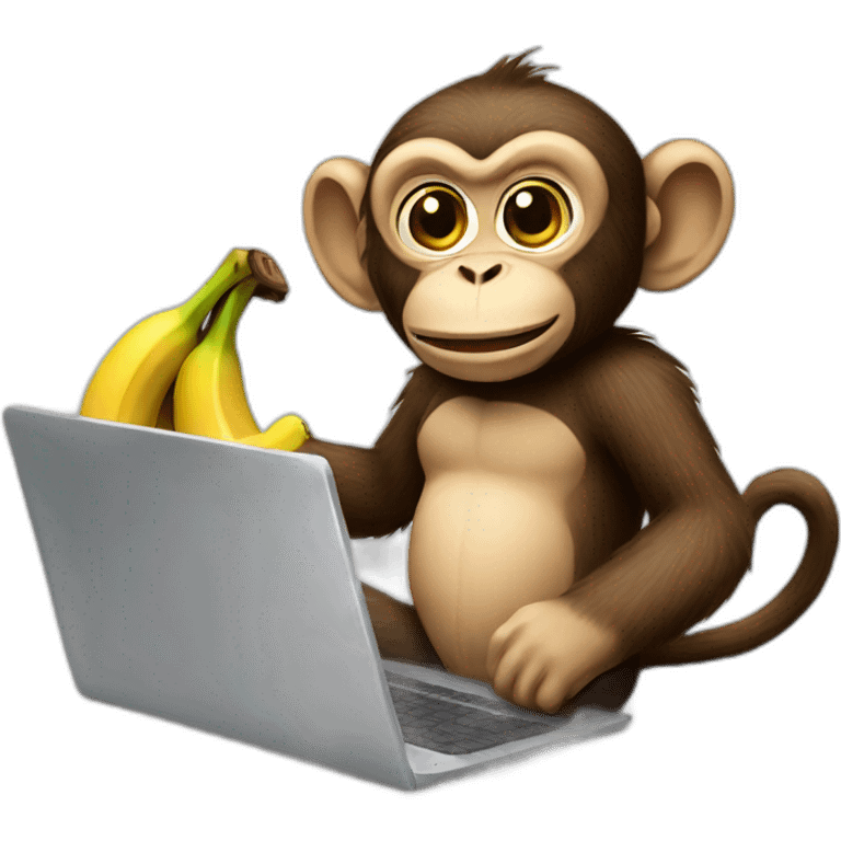 Monkey with laptop and banana emoji