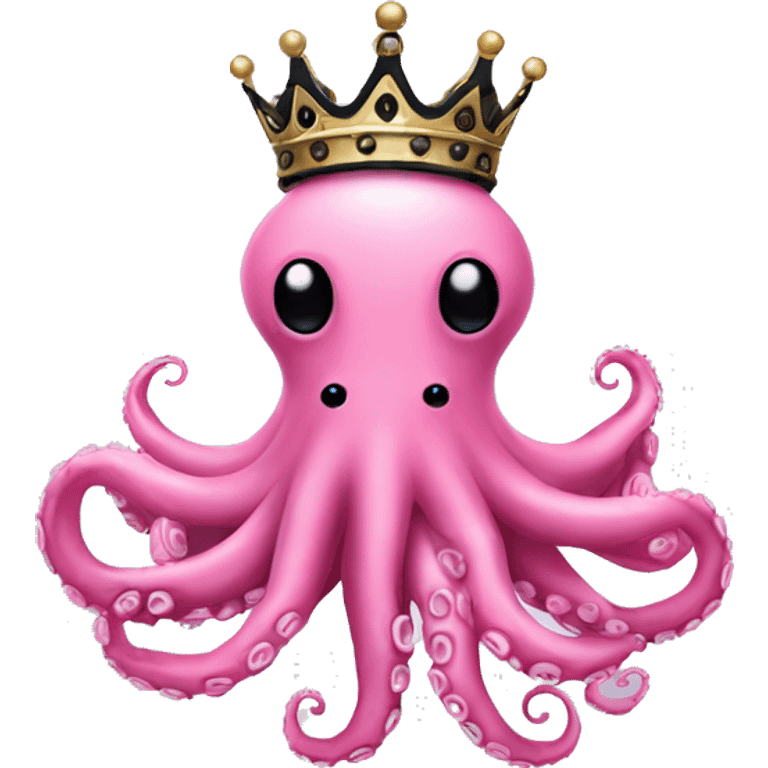 Pink octopus with black crown emoji