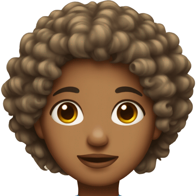 Girl with curly hair and poofy hair emoji