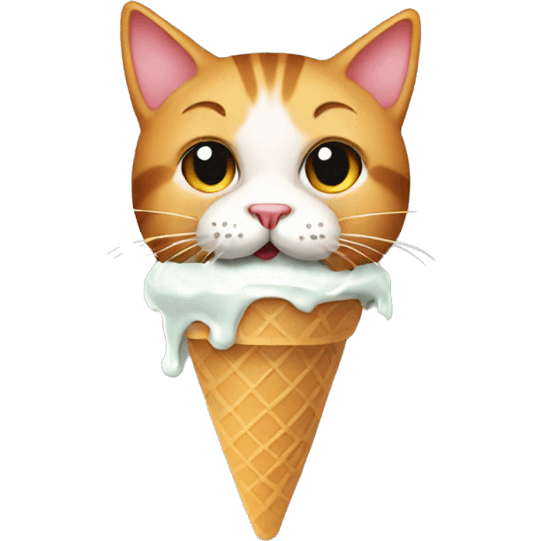 A cat eating ice cream emoji