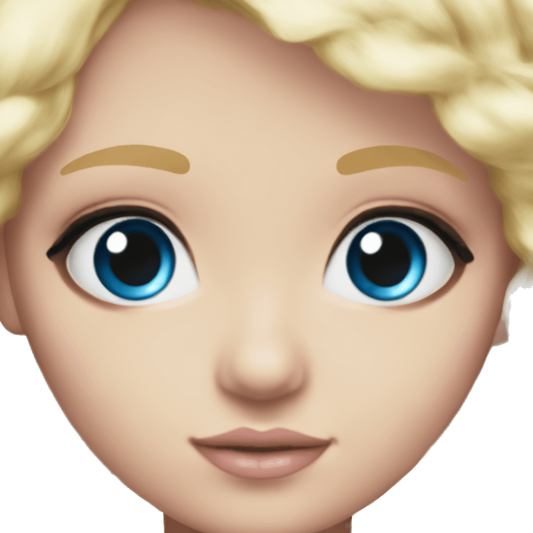 ocean blue doll eyes, blonde hair, feminine, pink, girl, angelic emoji