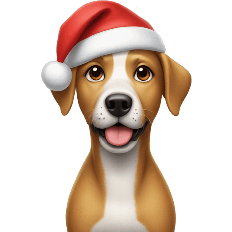 Dog wearing Santa hat emoji