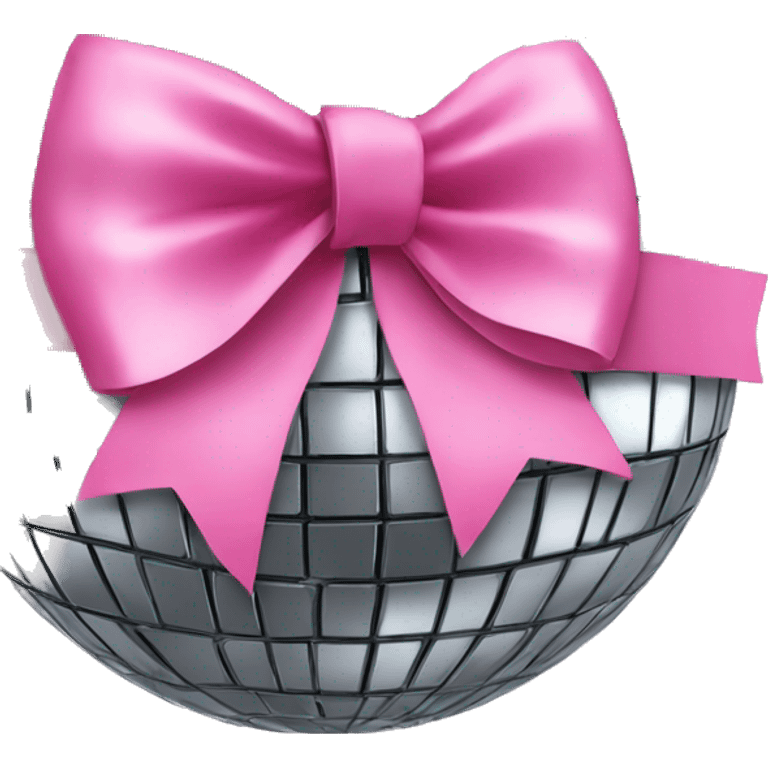 disco ball with pink bow on top emoji