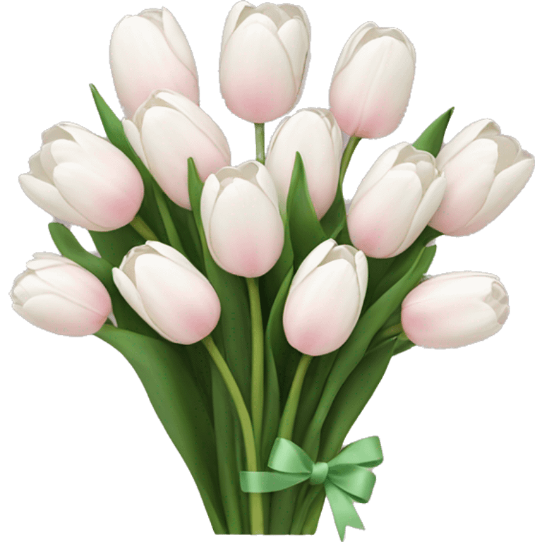 White tulips bouquet with light pink bow  emoji