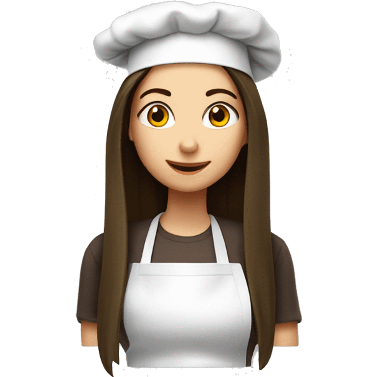 Brunette long straight hair girl in a cook hat cooks food  emoji