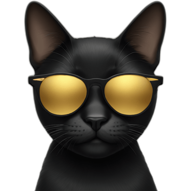 BLACK CAT WITH GOLDEN SUNGLASSES emoji