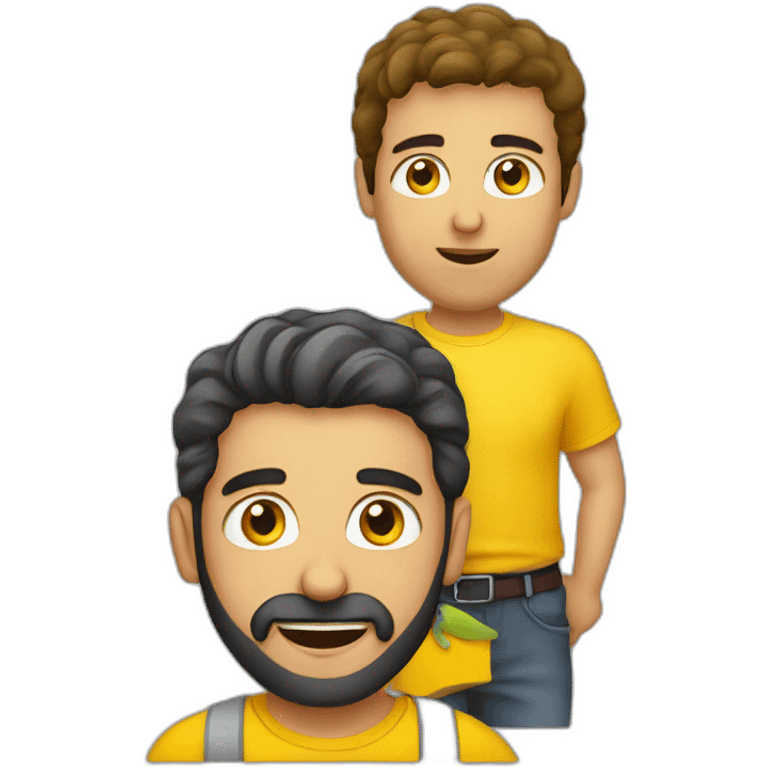 Armenian guy with a yellow T-shirt speaking german emoji