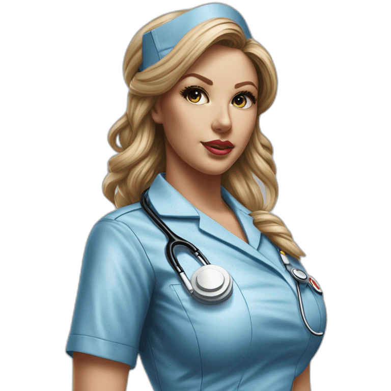 Hyper-realistic painting sculpture samantha saint nurse uniform emoji