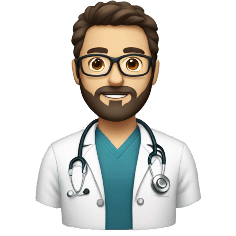 white doctor with dark hair glasses and brown beard emoji