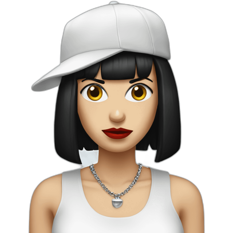 mia wallace with piercings and a cap emoji