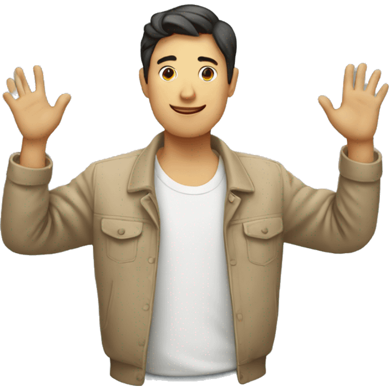 Person having one hand on his heart and other hand free emoji