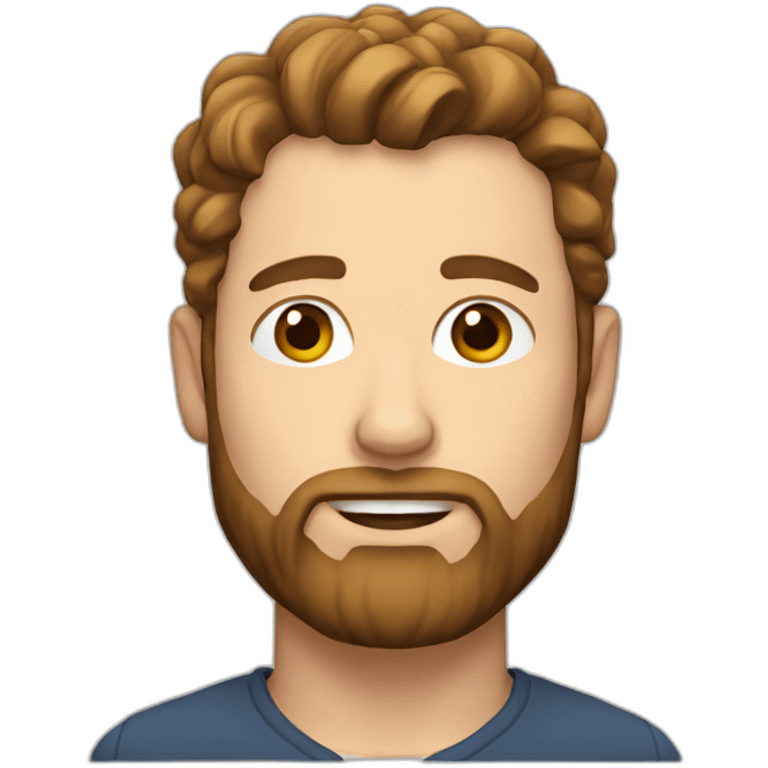 White man with brown hair and beard with tunnel earrings and glass emoji