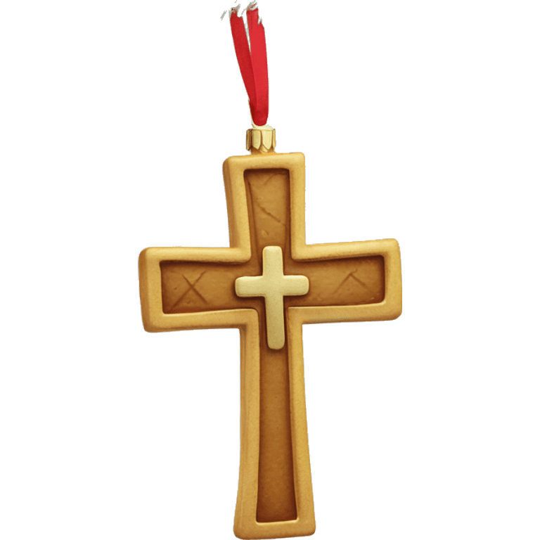 a chistian cross on a christmas ornament emoji