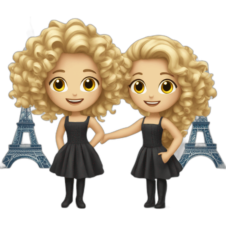 2 blond girls, one with curly hair, they really enjoy their visit of Paris  emoji