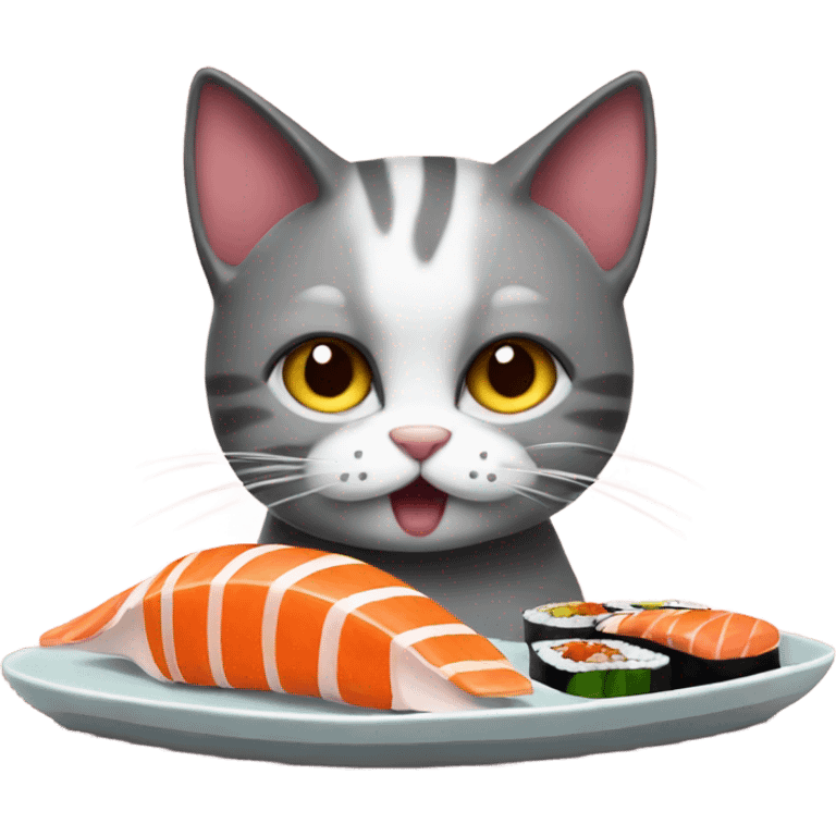 santa cat eating sushi emoji