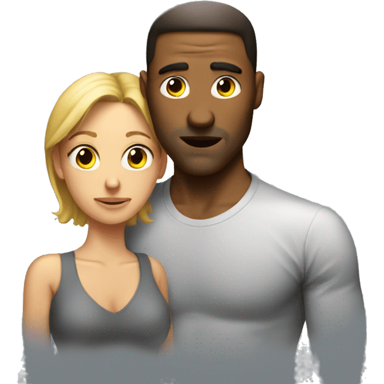 Sweaty man loves woman emoji