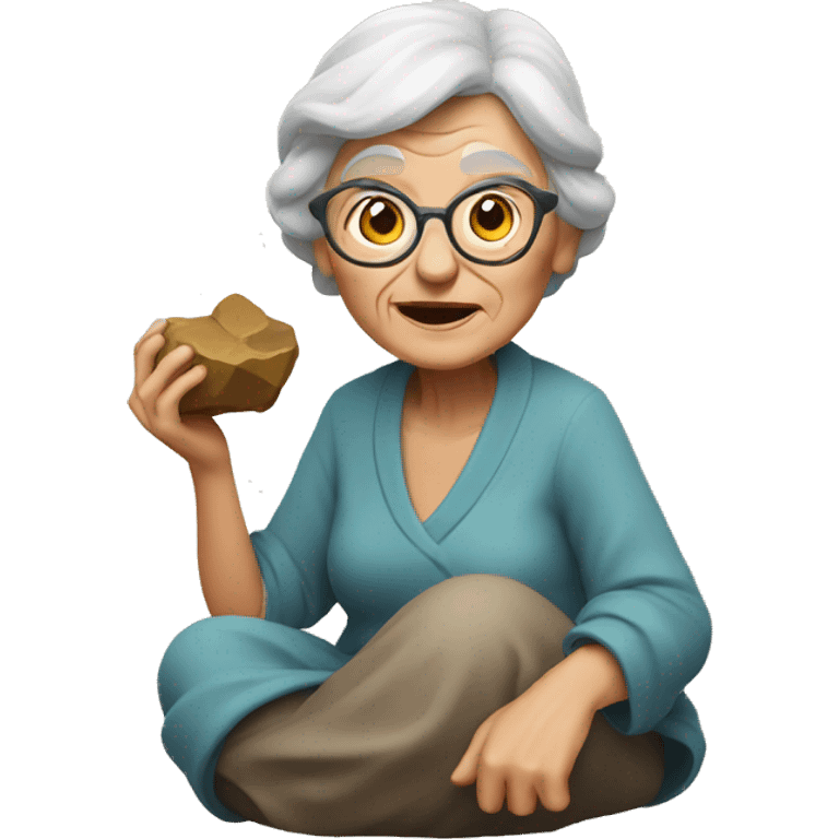 an old lady holding a wishky on the rocks emoji