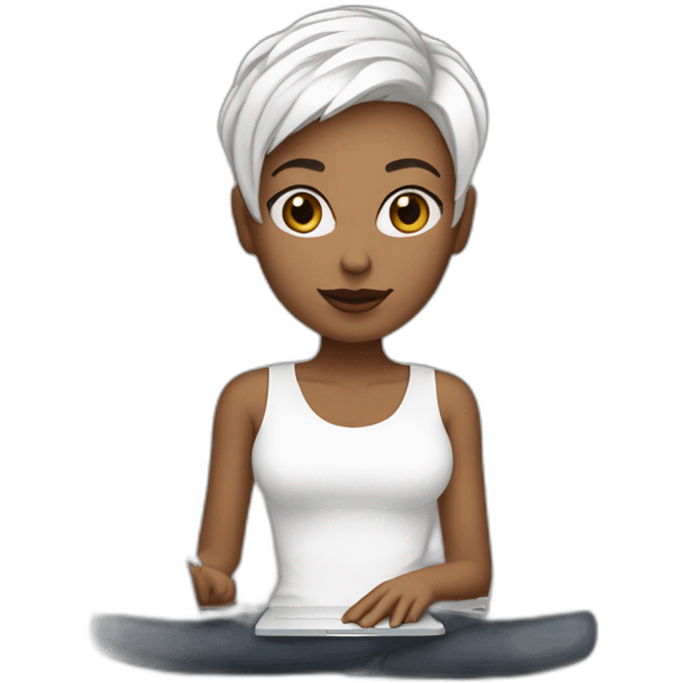 it-girl-white-short-hair-with-macbook emoji