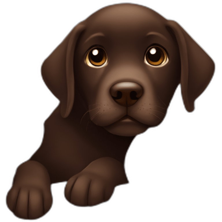 Chocolate labrador puppie in bed emoji