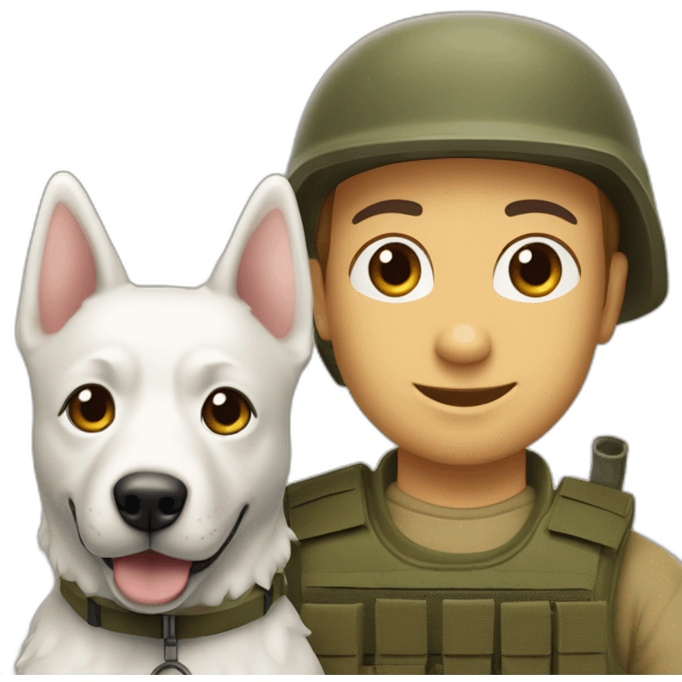  White Akbash dog and tanned Israel idf soldier  emoji