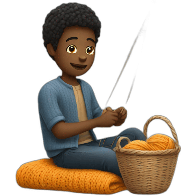 young black man knitting emoji