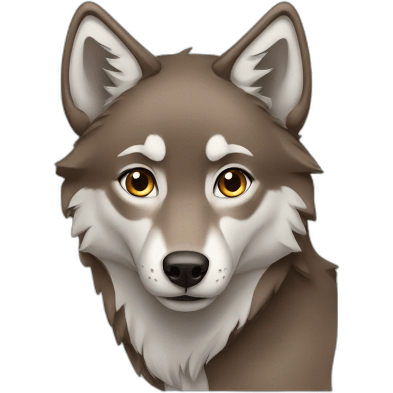 Brown female wolf blue eyes  emoji