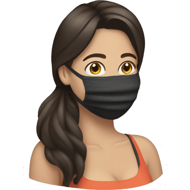 brunette woman putting on a face mask emoji