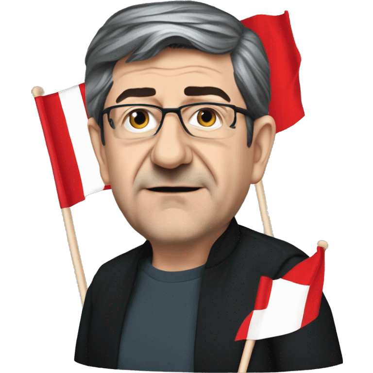 Jean Luc melenchon with a red flag emoji