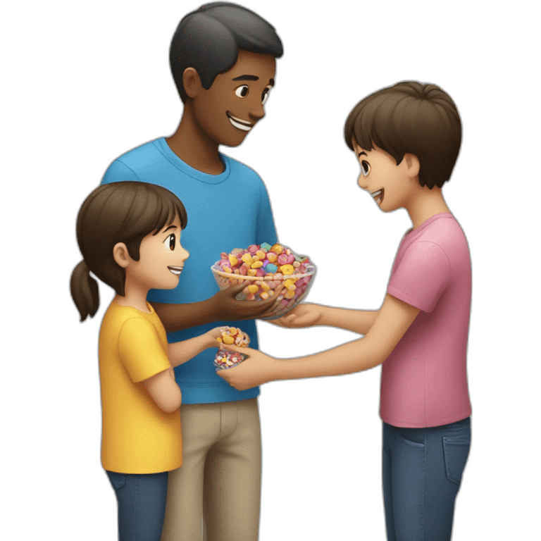 person giving candy to children emoji