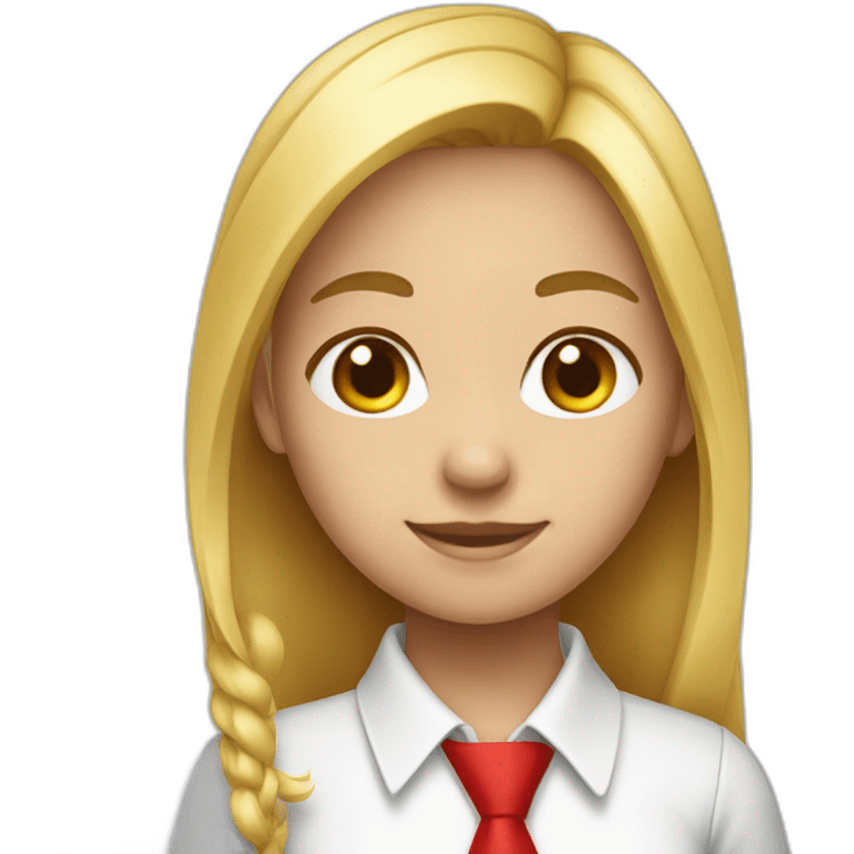 girl wearing a white polo and red necktie emoji